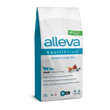 Alleva Equilibrium Medium / Maxi Érzékeny Felnőtt Kutyáknak gluténmentes Tengeri hal 12kg