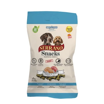  Mediterranean Natural Serrano Snacks Lazaccal és Tonhallal – hipoallergén kutyajutalomfalat