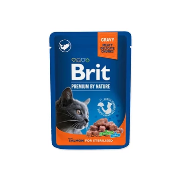 Brit Premium sterilizált macskaeledel lazaccal 24x100g