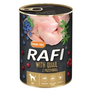 RAFI fürjhúsos kutyakonzerv áfonyával felnőtt kutyáknak 400g