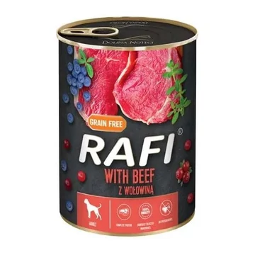 RAFI marhás kutyakonzerv áfonyával felnőtt kutyáknak 400g