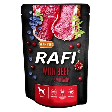 RAFI marhás alutasakos táp áfonyával felnőtt kutyáknak 500g