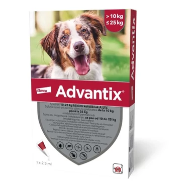 Advantix 250 spot on 2,5 ml 10-25 kg kutyáknak bolha és kullancs ellen