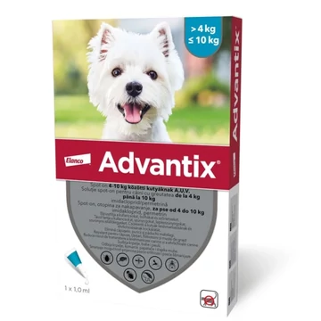 Advantix 100 spot on 1 ml 4-10 kg kutyáknak bolha és kullancs ellen