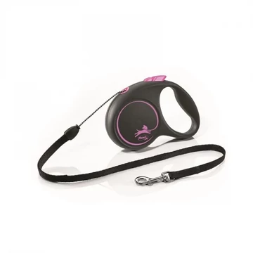 Flexi Black Design zsinóros automata póráz S 5m 12kg-ig pink kistestű kutyáknak