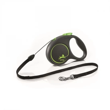 Flexi Black Design zsinóros automata póráz S 5m 12kg-ig zöld kistestű kutyáknak