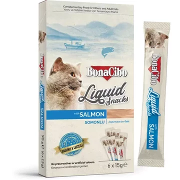  BONACIBO SNACKS for CATS LIQUID SNACKS - SALMON 90g 6x15g