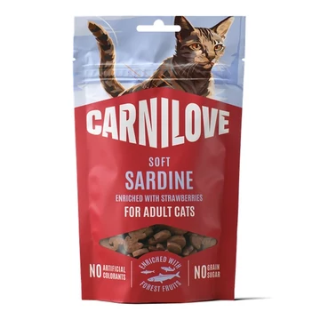 Carnilove Cat Soft Snack szardíniás epres puha macskajutalomfalat 50g