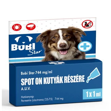 Bobi Star rácsepegtető oldat kutyáknak 744 mg bolha és kullancs ellen