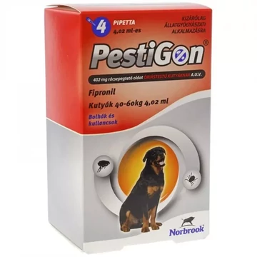 Pestigon Spot On XL rácsepegtető oldat óriástestű kutyáknak (40-60 kg) – 4 db-os kiszerelés bolha és kullancs ellen.