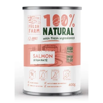 Fresh Farm Smooth pate salmon fish 400g halas lágy pástétom nedves kutyaeledel felnőtt kutyáknak