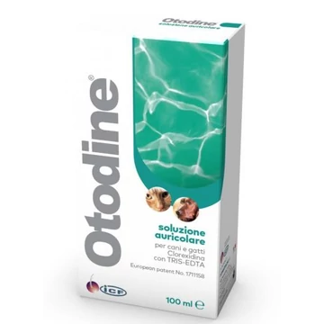 Otodine 100 ml-es fülmosó oldat kartondoboza és műanyag flakonja kutyák és macskák részére