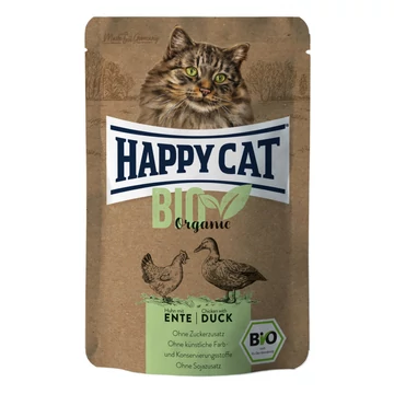 Happy Cat BIO csirke és kacsa alutasakos eledel bio húsból, gabonamentes recepttel