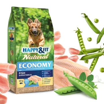 happy fit halas kutyatáp 12kg zöldséges nagy kiszerelésű száraztáp felnőtt kutyáknak