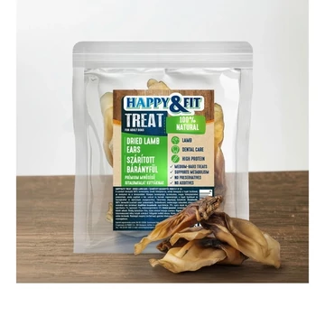 Happy&amp;amp;Fit Bárányfül természetes hipoallergén kutya jutalomfalat 150g kiszerelésben