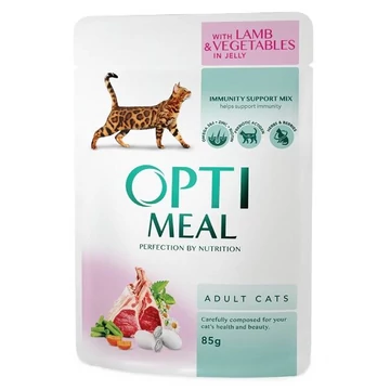Optimeal bárány zöldséggel zselében 12x85g macskaeledel
