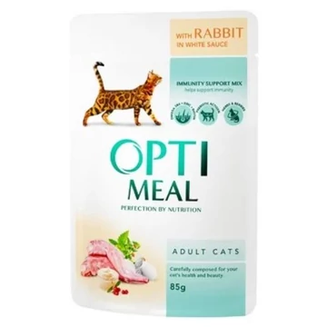 Optimeal nyúl fehér szószban 12x85g nedves macskaeledel