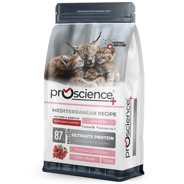 ProScience Cat Mother &amp;amp; Baby Salmon 1,5 kg prémium hipoallergén macskatáp vemhes és szoptató macskáknak