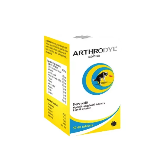 Arthrodyl Porcvédő tabletta 50 db kutyáknak glükózamin, kondroitin, MSM és cápaporc tartalommal az ízületek támogatására