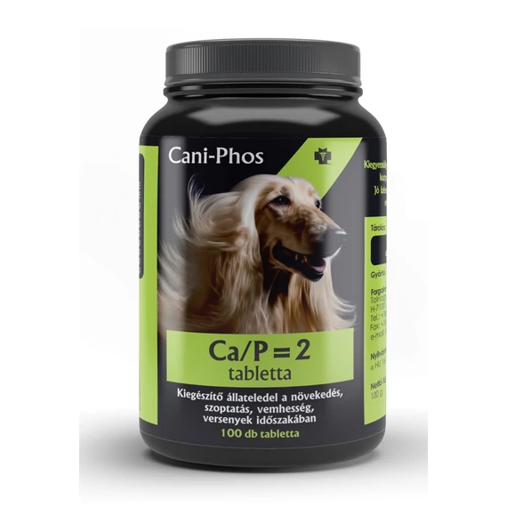 Cani-Phos Ca/P 2 tabletta 100 db kutyáknak kalcium foszfor táplálékkiegészítő doboz