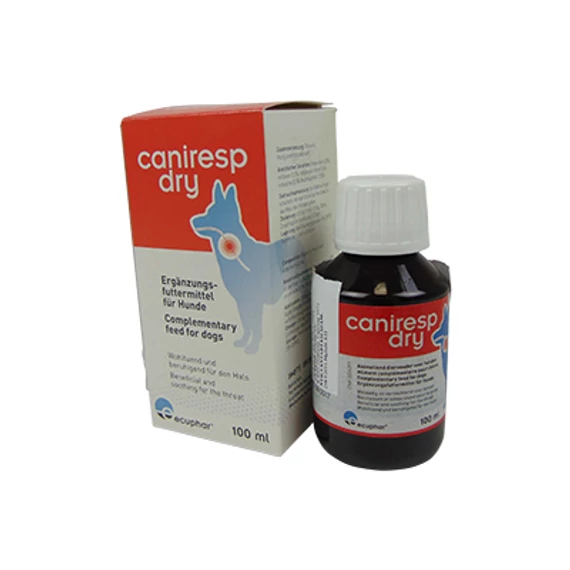Caniresp Dry oldat 100 ml kutyáknak száraz köhögés természetes szirup mézzel és bodzával