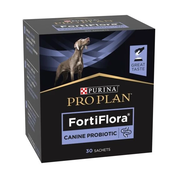 PRO PLAN FortiFlora probiotikum kutyáknak 30x1g tasakos kiszerelésben, bélflóra támogatására