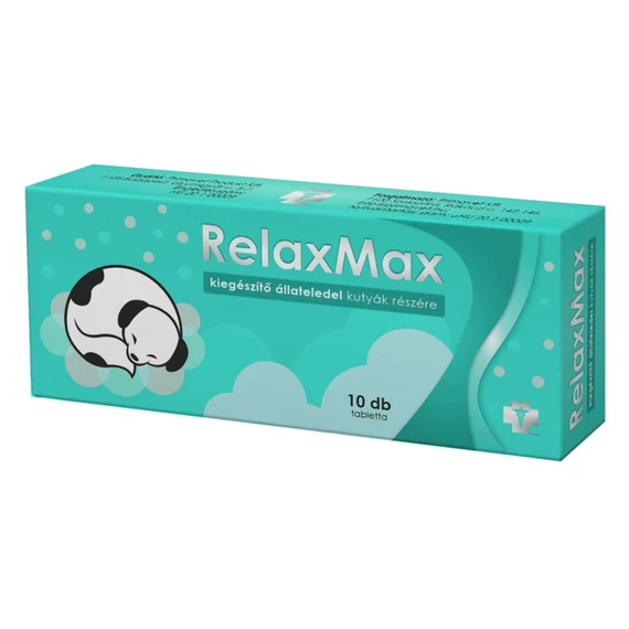 RelaxMax nyugtató tabletta 10 db kutyáknak macskagyökérrel, L-triptofánnal és B-vitaminokkal a stressz és szorongás csökkentésére