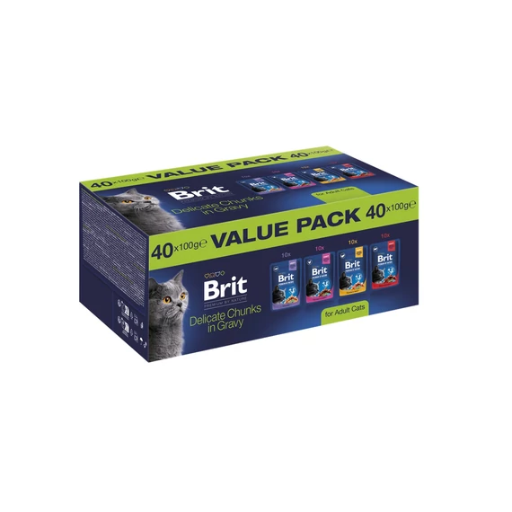 Brit Premium alutasakos macskaeledel felnőtt macskáknak 40x100g