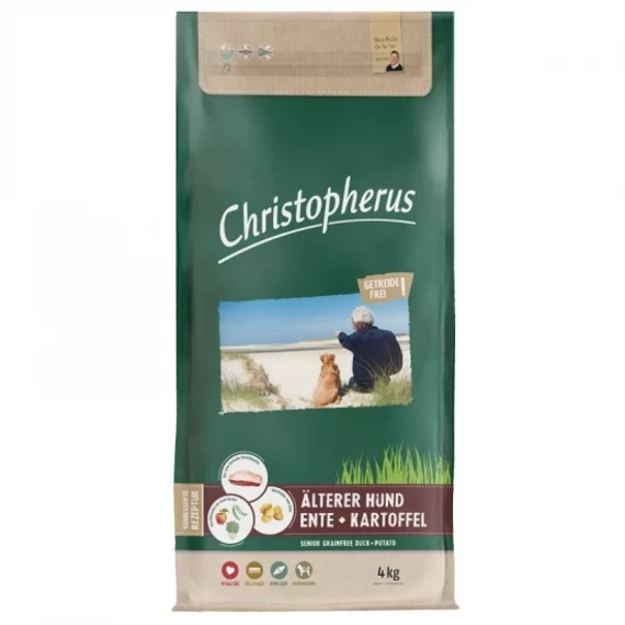 Christopherus Dog Adult Grain Free Kacsa és Burgonya 4kg kutya száraztáp kis- és közepes testű kutyáknak, gabonamentes kutyaeledel.