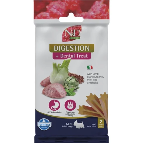 N&D Fogtisztító Jutalomfalat Mini Kutyáknak – Digestion, Bárány 60g