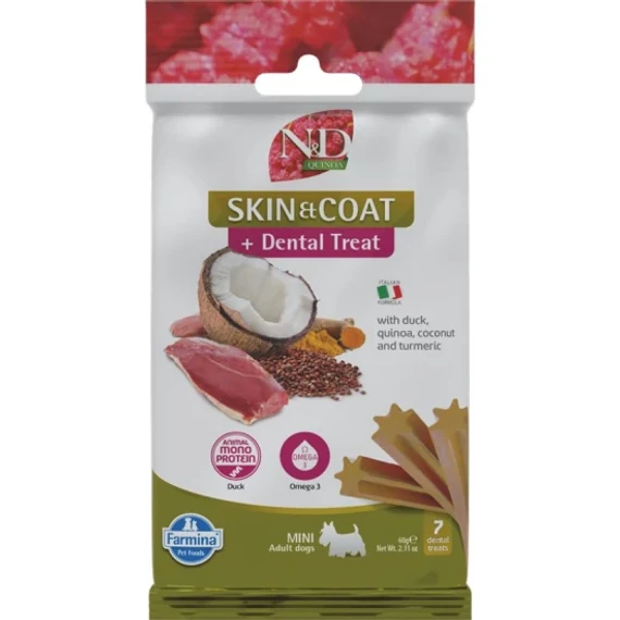 N&D Quinoa Dog Jutalomfalat Skin&coat Duck Adult Mini 60g