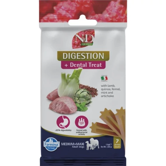 N&D Fogtisztító Jutalomfalat Kutyáknak – Digestion, Bárány, 100g
