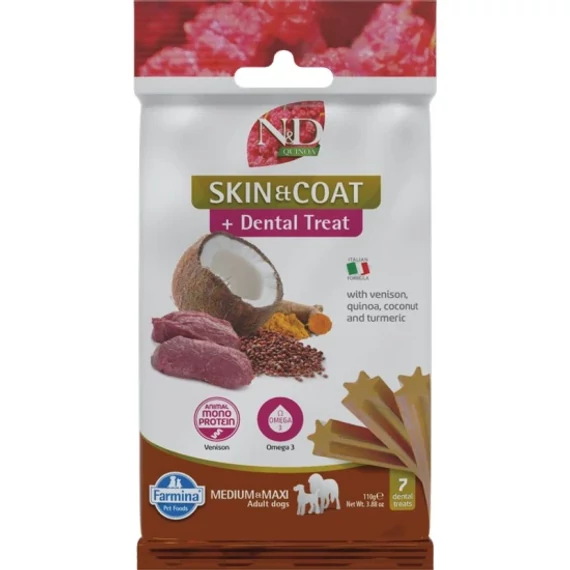 N&D Fogtisztító Jutalomfalat Kutyáknak – Bőr és Szőrzet 100g