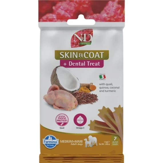 N&D Fogtisztító Jutalomfalat Kutyáknak – Bőr és Szőrzet 100g
