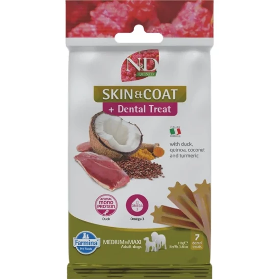 N&D Fogtisztító Jutalomfalat Kutyáknak – Bőr és Szőrzet 100g