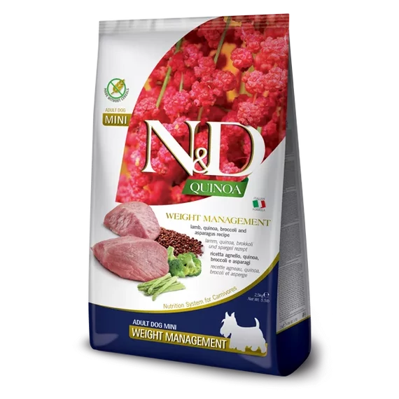 N&D Quinoa Weight Management Bárány Brokkoli Adult Mini 2,5 kg száraz kutyatáp