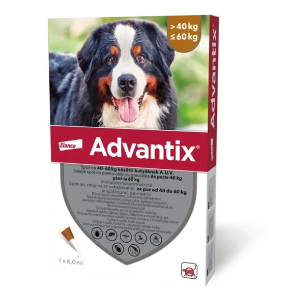 Advantix 600 spot on 6 ml 4x 40-60 kg kutyáknak bolha és kullancs ellen