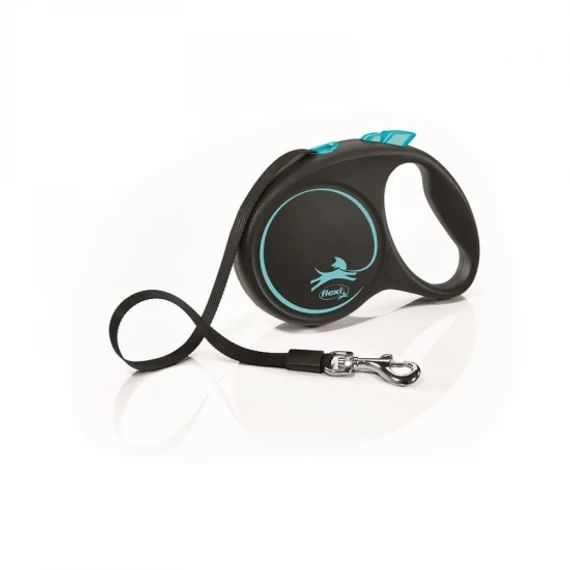 Flexi Black Design szalagos automata póráz M 5m 25kg-ig kék közepes kutyáknak