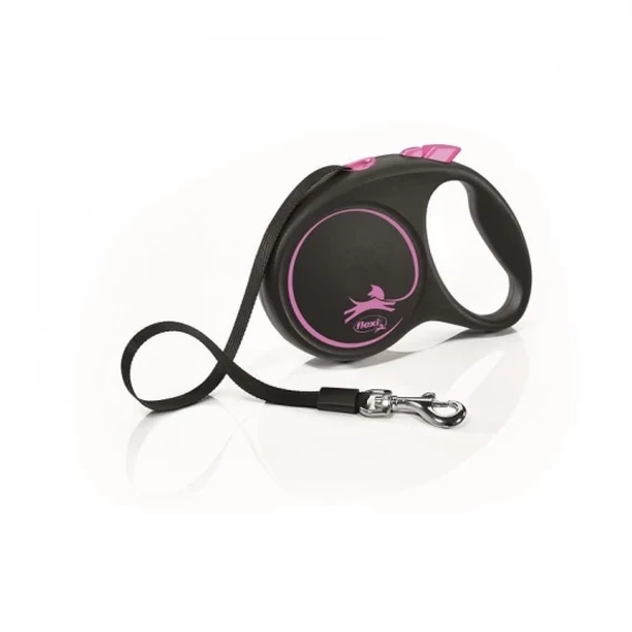 Flexi Black Design szalagos automata póráz M 5m 25kg-ig pink közepes kutyáknak