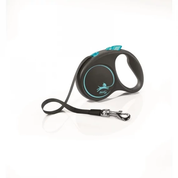 Flexi Black Design szalagos automata póráz S 5m 15kg-ig kék kistestű kutyáknak