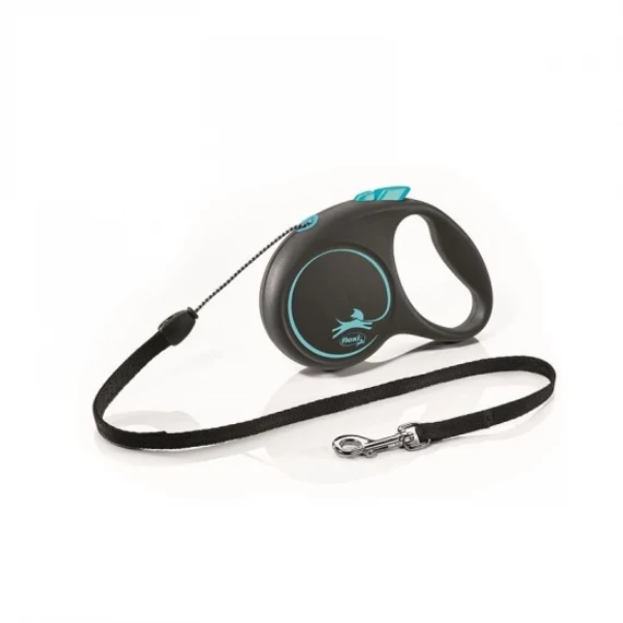 Flexi Black Design zsinóros automata póráz S 5m 12kg-ig kék kistestű kutyáknak