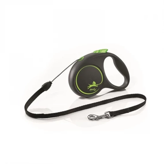 Flexi Black Design zsinóros automata póráz S 5m 12kg-ig zöld kistestű kutyáknak