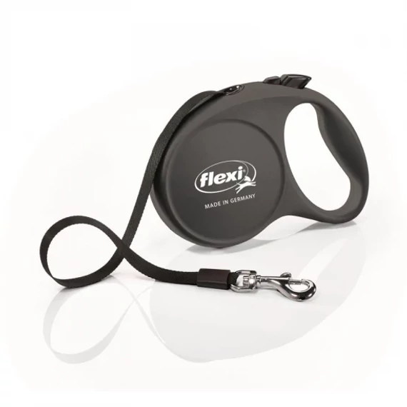 Flexi Fun szalagos automata póráz M 5m 25kg-ig fekete közepes kutyáknak