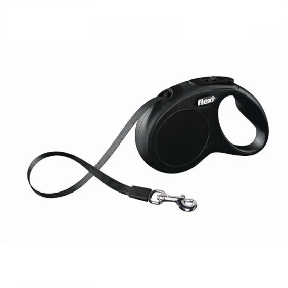 Flexi New Classic szalagos automata póráz L 5m 50kg-ig fekete nagytestű kutyáknak