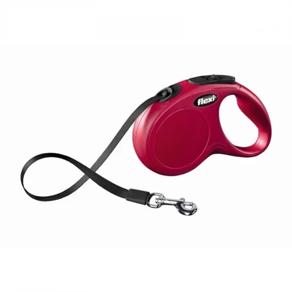 Flexi New Classic szalagos automata póráz S 5m 15kg-ig piros kistestű kutyáknak
