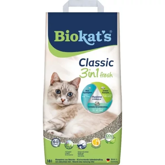 Biokat's Classic 3in1 Fresh 18L illatos csomósodó bentonit macskaalom