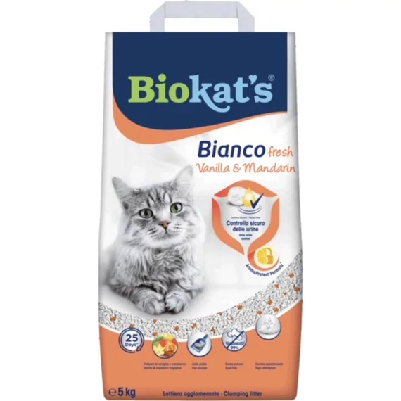 Biokat's Bianco Fresh Vanília Mandarin 5kg csomósodó bentonit macskaalom