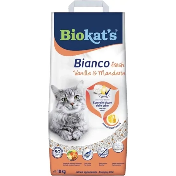 Biokat's Bianco Fresh Vanília Mandarin 10kg csomósodó bentonit macskaalom