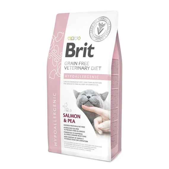 Brit GF Veterinary Diets Cat Hypoallergenic 2kg hipoallergén száraz macskatáp lazaccal és borsóval