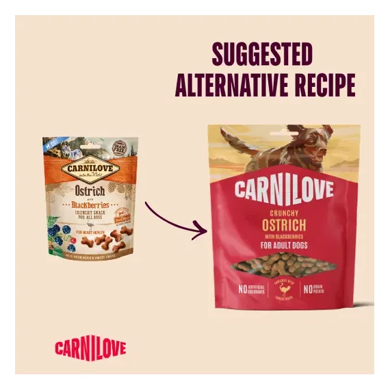 Carnilove Dog Crunchy Snack Ostrich With Blackberries- Strucc Szederrel 200g